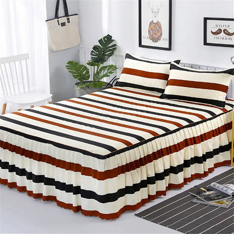 Bedding Set Home Textile Cotton Bedspread Elastic Fitted Mattress Cover Couple Quilt Single Bed Sheet with 2pcs Pillow Covers