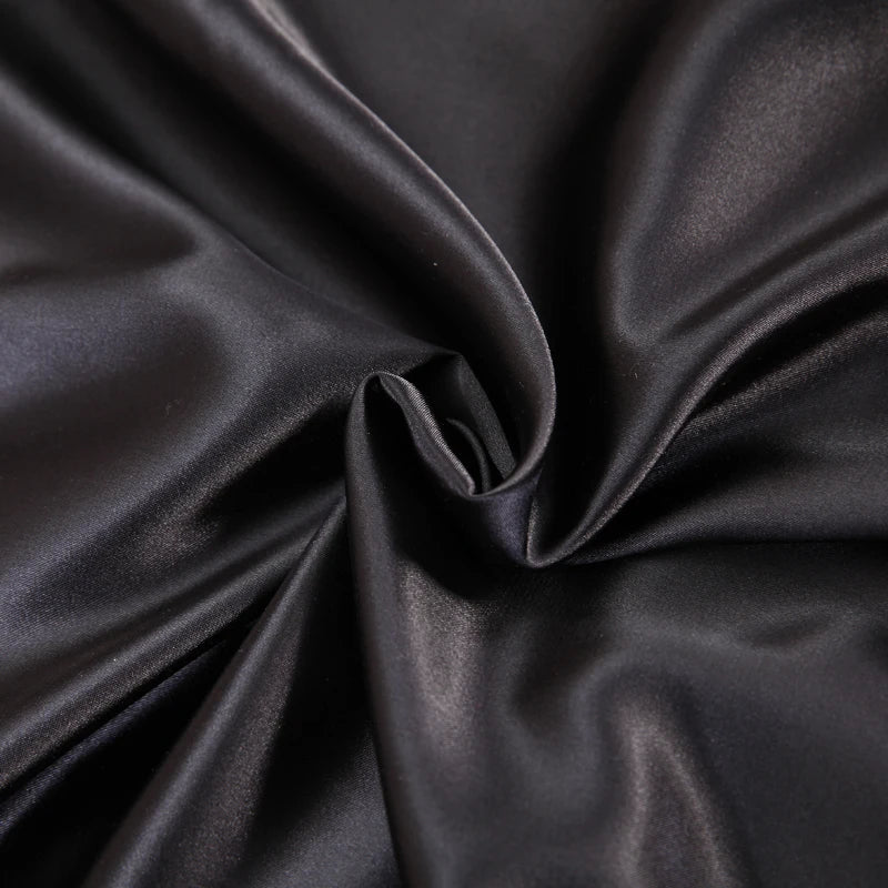 Satin Black Bedding Set With Duvet Cover Bed Sheet Pillow Cover Luxury Satin Bedding Bed Linen King Queen Twin Size