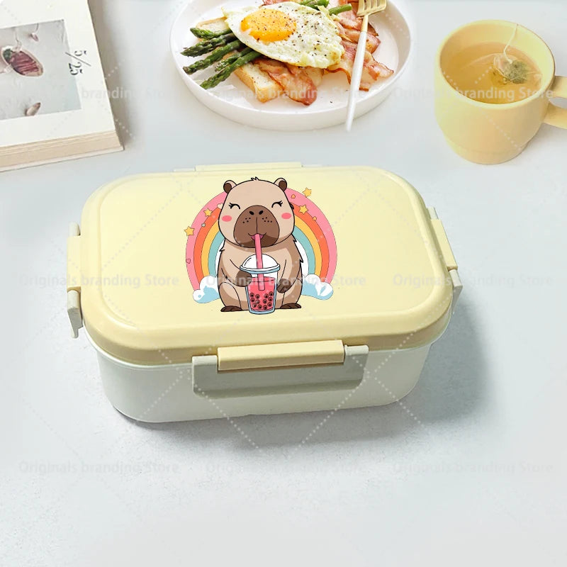 Capybara Bento Lunch Box Cartoon Figure Printed Lunch Box Kids Boys Girl School Food Storage Containers Children Birthday Gifts
