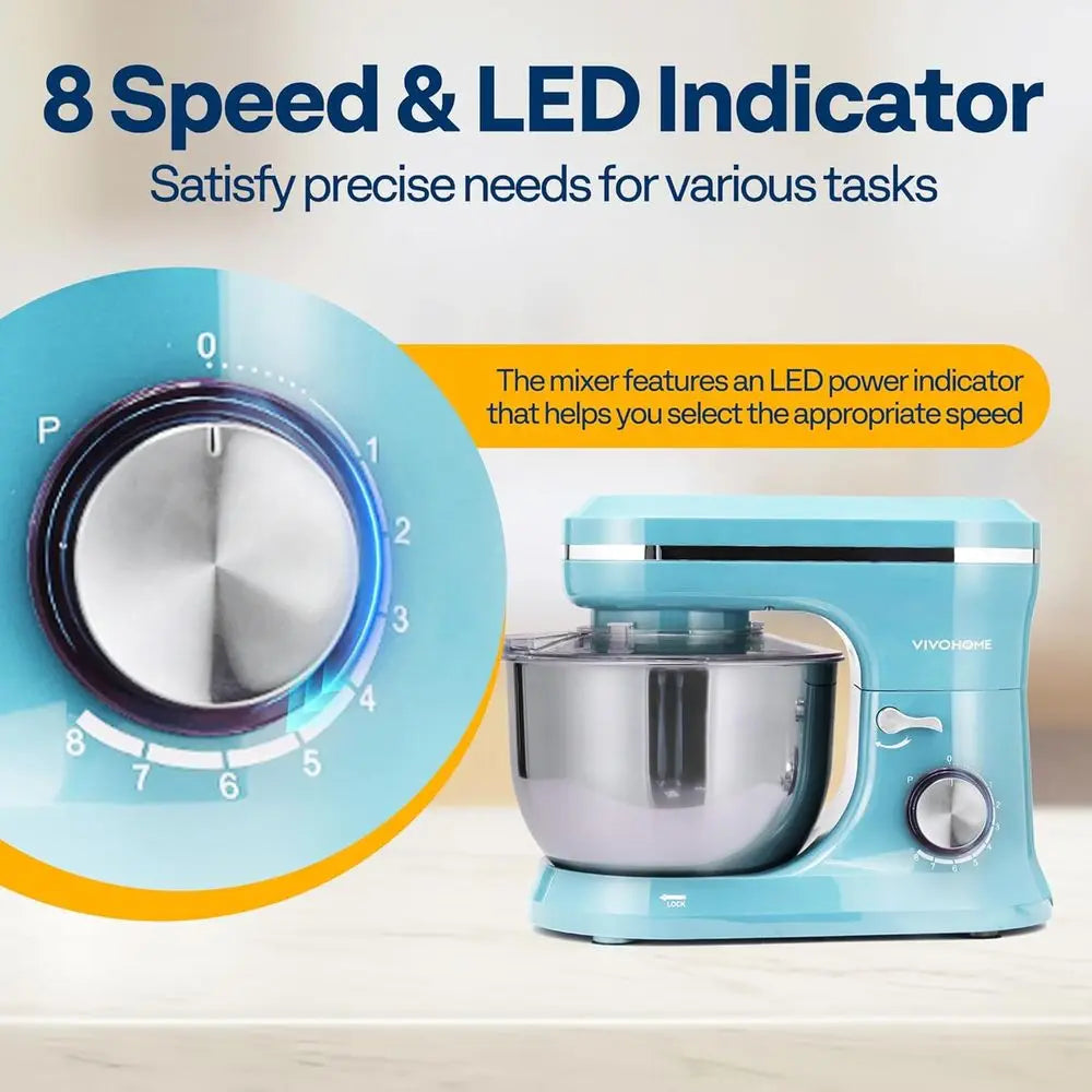 4.75 Quart Stand Mixer, 8 Speed Kitchen Electric ood Mixer, Household Stand Mixer or Bg, Cake, Bread with Beater, Dough Hook, Wi