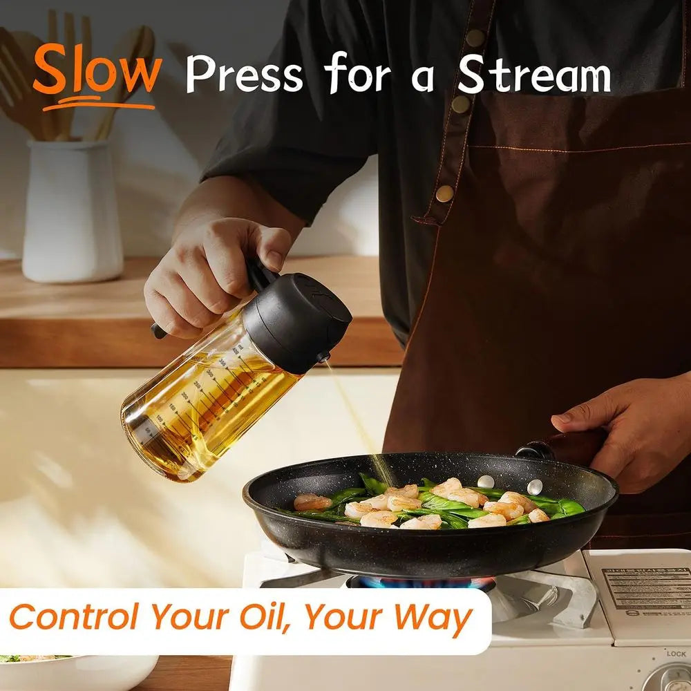 16oz/470ml Glass Olive Oil Sprayer or Cooking – 2 in 1 Olive Oil Dispenser Bottle or Kitchen Gadgets and Air ryer Accories, Sala