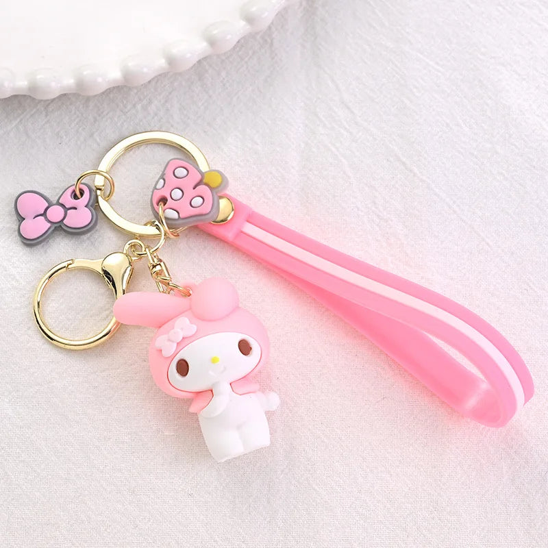Kawaii Bag Pendant Melody Sanrio Keychain Kuromi Keyring Cinnamoroll Women Christmas gifts Hello Kitty Toy Doll