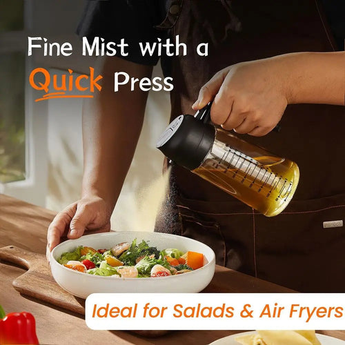 16oz/470ml Glass Olive Oil Sprayer or Cooking – 2 in 1 Olive Oil Dispenser Bottle or Kitchen Gadgets and Air ryer Accories, Sala