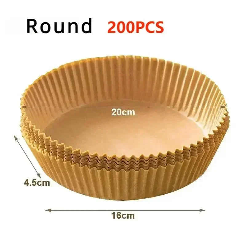 Air Fryer Paper Disposable Airfrying Baking Paper Round Square Air Fryer Liners Non-Stick Air Fryer Disposable Paper 50/100pcs