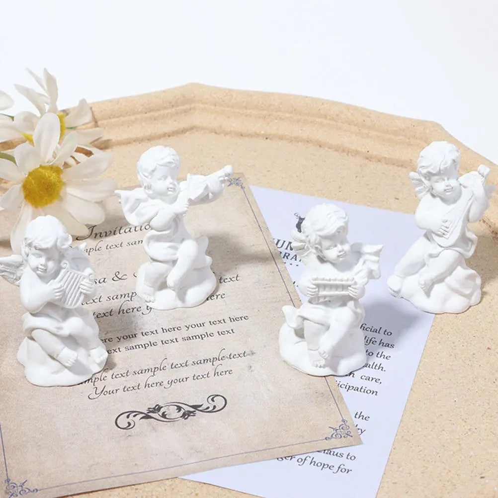 4Pcs Resin Angel Ornaments Decor for Bedroom Desk Potted Plants Office Exquisite Lightweight Decoration