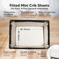 Soft Fitted Mini Crib Sheets 2-Pack for 38x26 Mattress, Neutral Cozy Toddler Playard Bedding
