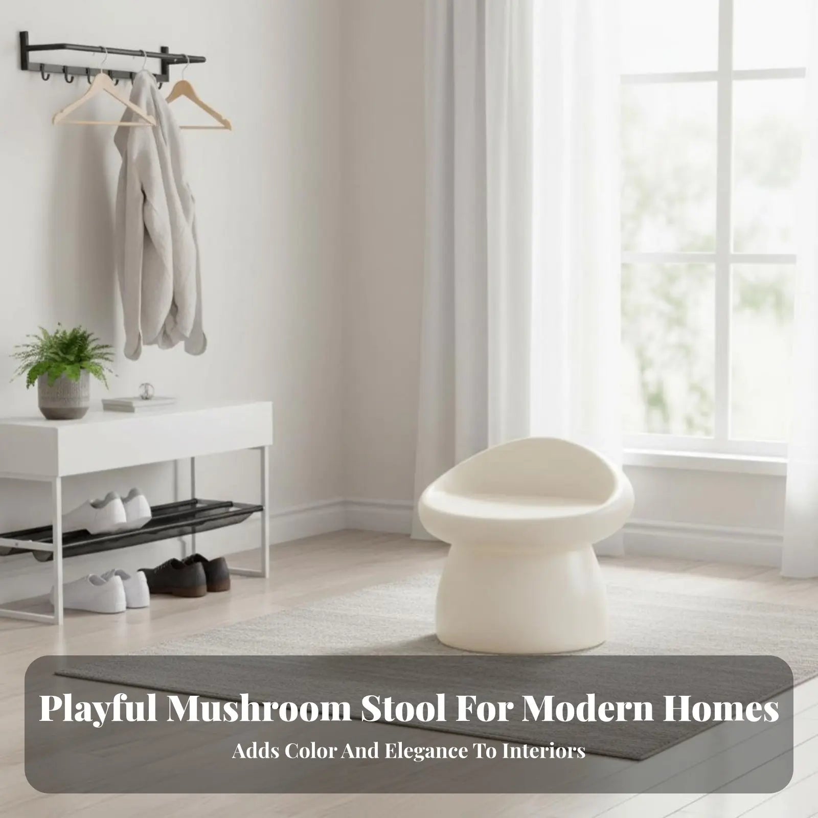 Mushroom-Shaped Stool Housewarming Gift Mushroom-Shaped Ottoman Decorative Creative Design for Adults, Entryway, Bedroom, Office
