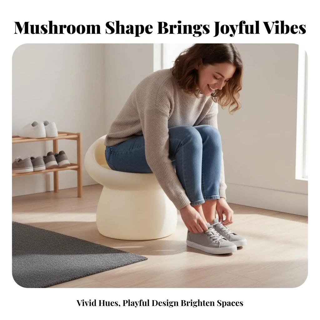 Mushroom-Shaped Stool Housewarming Gift Mushroom-Shaped Ottoman Decorative Creative Design for Adults, Entryway, Bedroom, Office