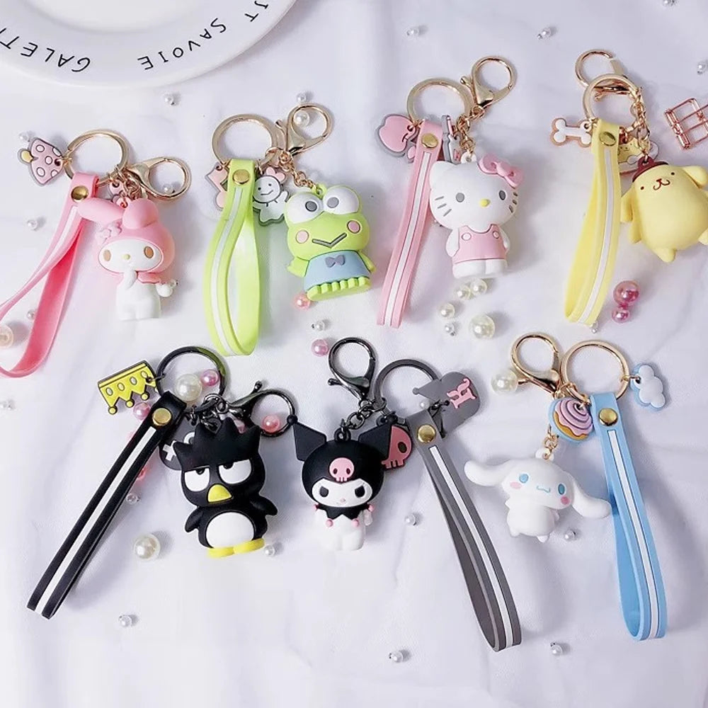 Kawaii Bag Pendant Melody Sanrio Keychain Kuromi Keyring Cinnamoroll Women Christmas gifts Hello Kitty Toy Doll