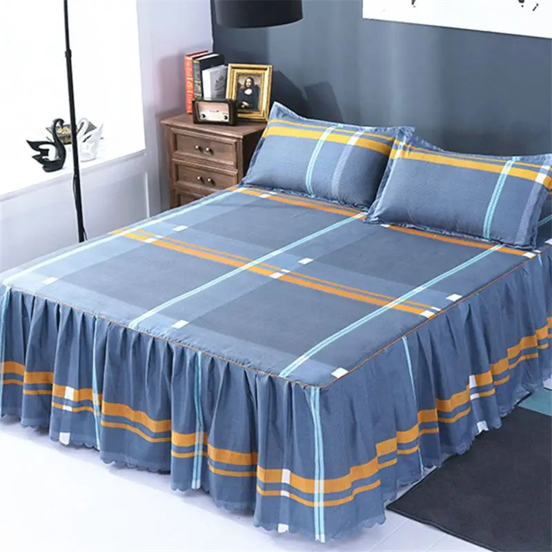 Bedding Set Home Textile Cotton Bedspread Elastic Fitted Mattress Cover Couple Quilt Single Bed Sheet with 2pcs Pillow Covers