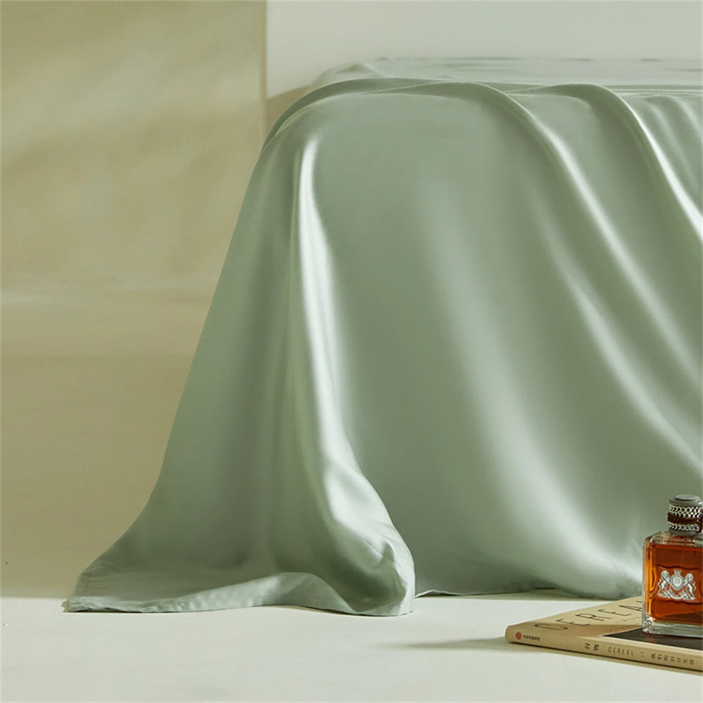 Liv-Esthete Double Color Noble 100% Silk Bedding Set Silky Green Queen King Duvet Cover Flat Sheet Pillowcase Bed Linen Set