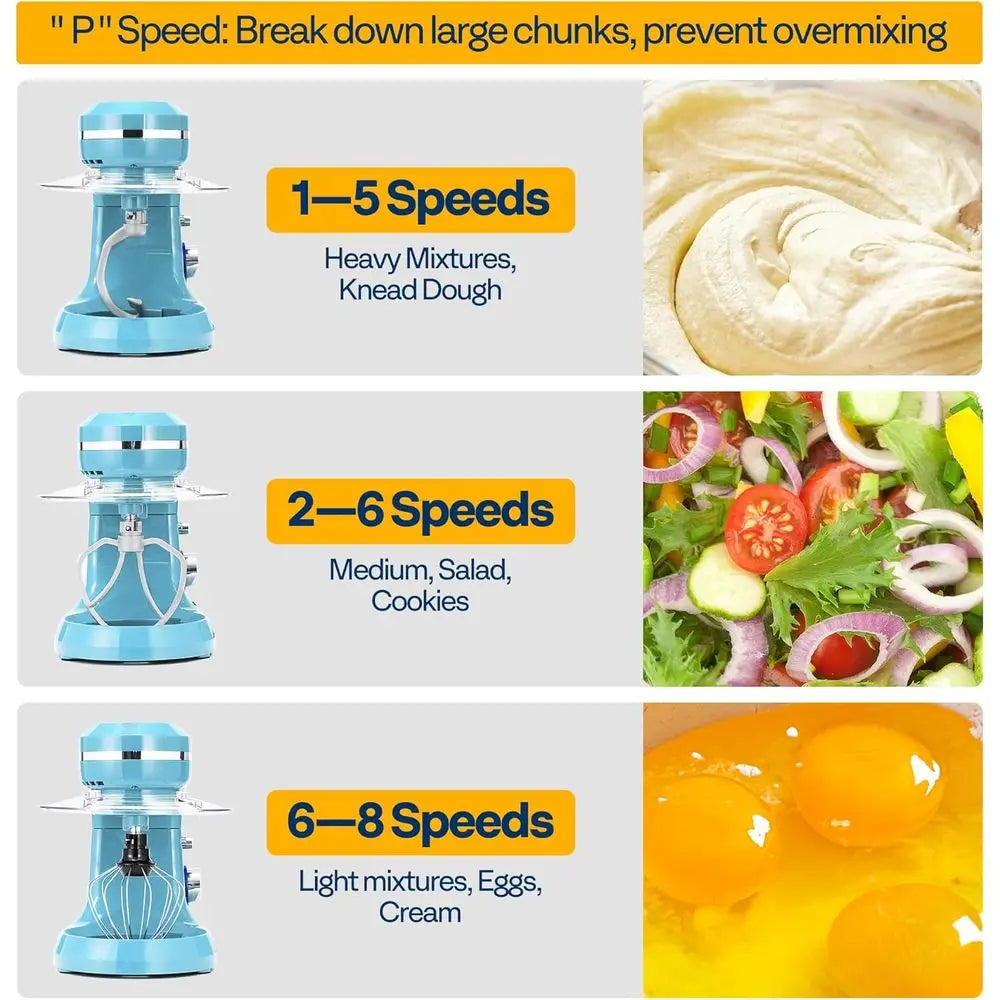 4.75 Quart Stand Mixer, 8 Speed Kitchen Electric ood Mixer, Household Stand Mixer or Bg, Cake, Bread with Beater, Dough Hook, Wi