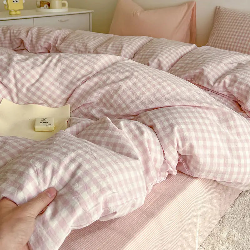 Bed Linen Duvet Cover Sheets Simple Style Four-piece Set Japanese Dormitory Bedding Single Student Cover Quilt Three-piece Set