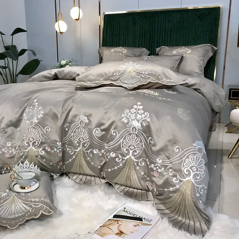 Euro Linens Bedding Set Cotton Duvet Cover Embroidery Sheet Bed Linen 2 Bedrooms Bed Cover Set Double Bed Sheet Quilt Cover