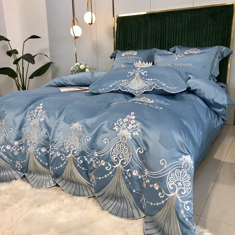 Euro Linens Bedding Set Cotton Duvet Cover Embroidery Sheet Bed Linen 2 Bedrooms Bed Cover Set Double Bed Sheet Quilt Cover