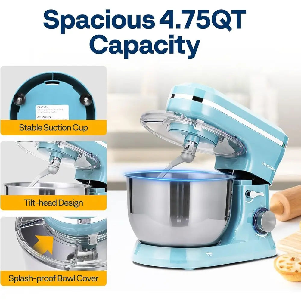 4.75 Quart Stand Mixer, 8 Speed Kitchen Electric ood Mixer, Household Stand Mixer or Bg, Cake, Bread with Beater, Dough Hook, Wi