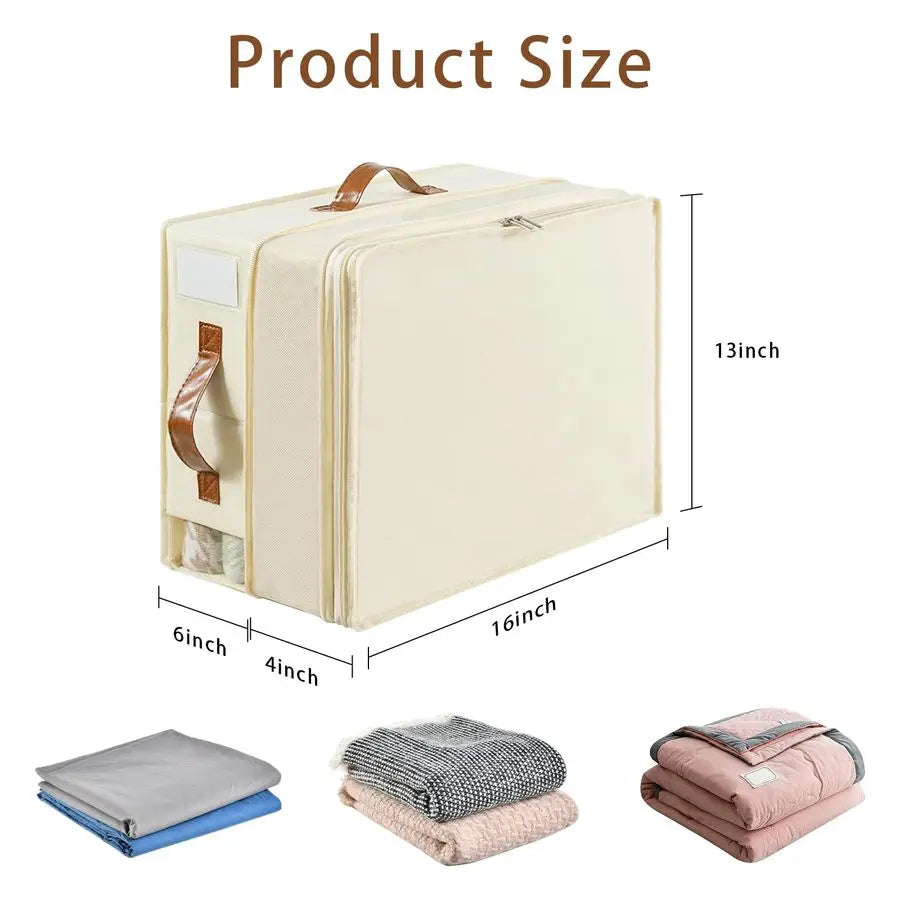 Sheet Organizers and Storage, 4 Pack Linen Closet Organizers with Adjustable Zipper, Foldable Bedding Storage for Queen or King