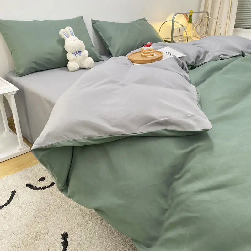 Bed Linen Duvet Cover Sheets Simple Style Four-piece Set Japanese Dormitory Bedding Single Student Cover Quilt Three-piece Set