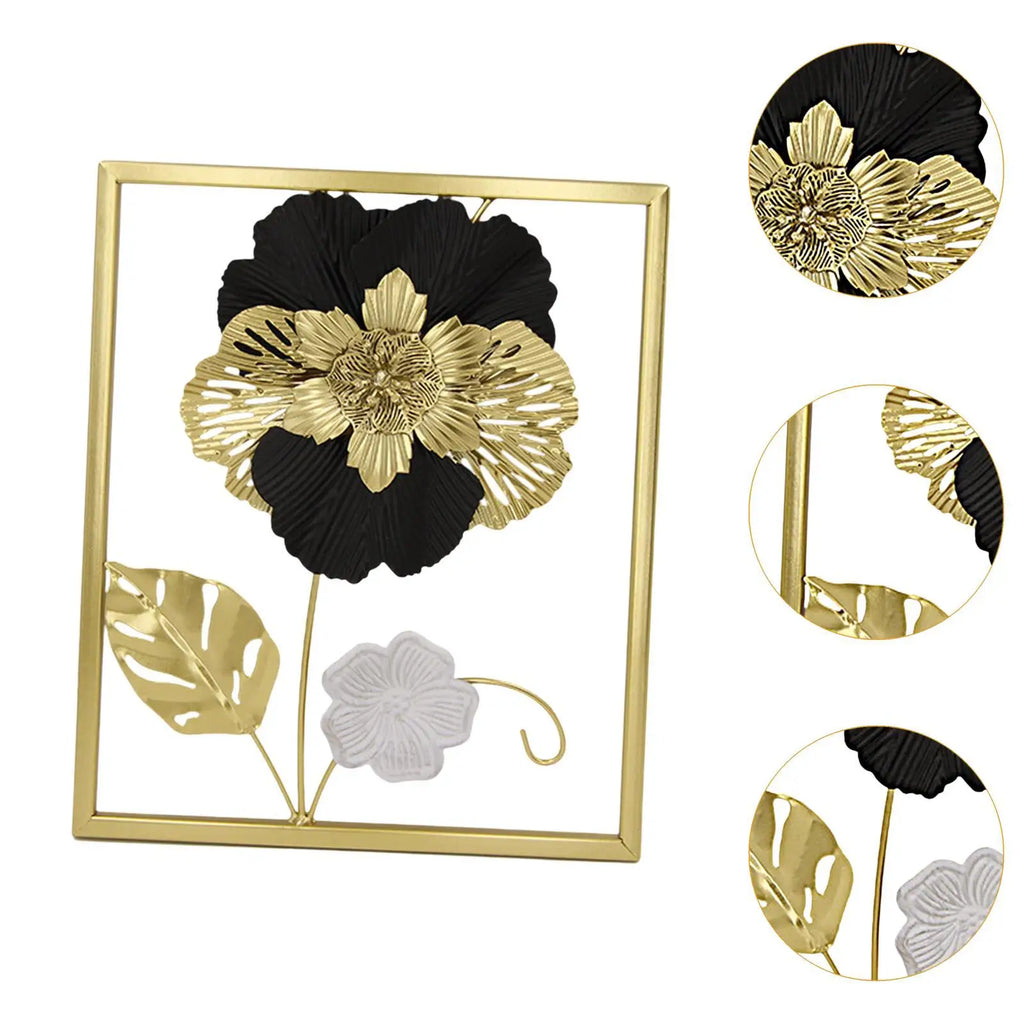 Golden Floral Wall Art Hotel Office Wedding Decoration Patio Bedroom Hallway Minimalist Line Garden Modern Wall Hanging Decor