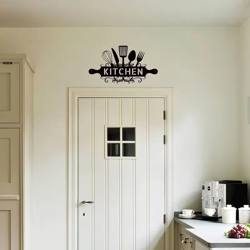 One Piece of Kitchen Wall Art for Hanging - Black Metal Sign for Farmhouse-Style Home Decor, Suitable for Kitchen/Dining RoomS