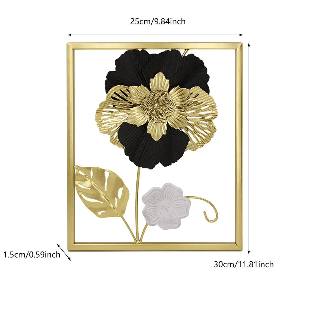 Golden Floral Wall Art Hotel Office Wedding Decoration Patio Bedroom Hallway Minimalist Line Garden Modern Wall Hanging Decor