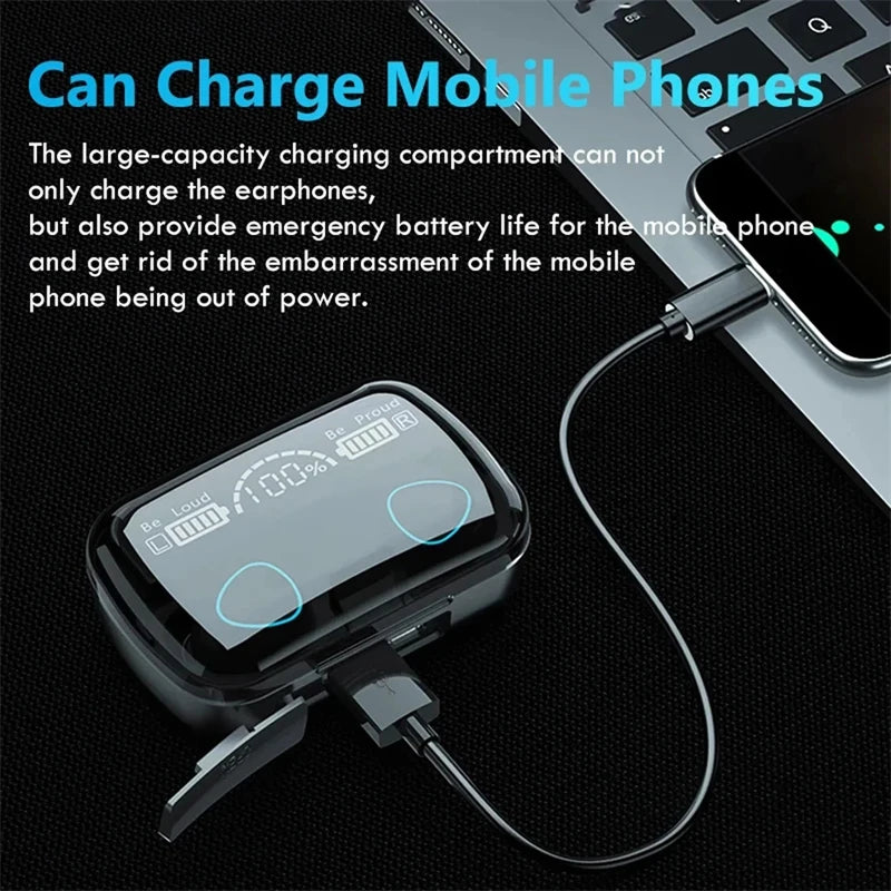 Original Wireless Bluetooth Headset Bluetooth Headphones with Mic Earbuds Charger Box LED Display Fone M10 Earphones