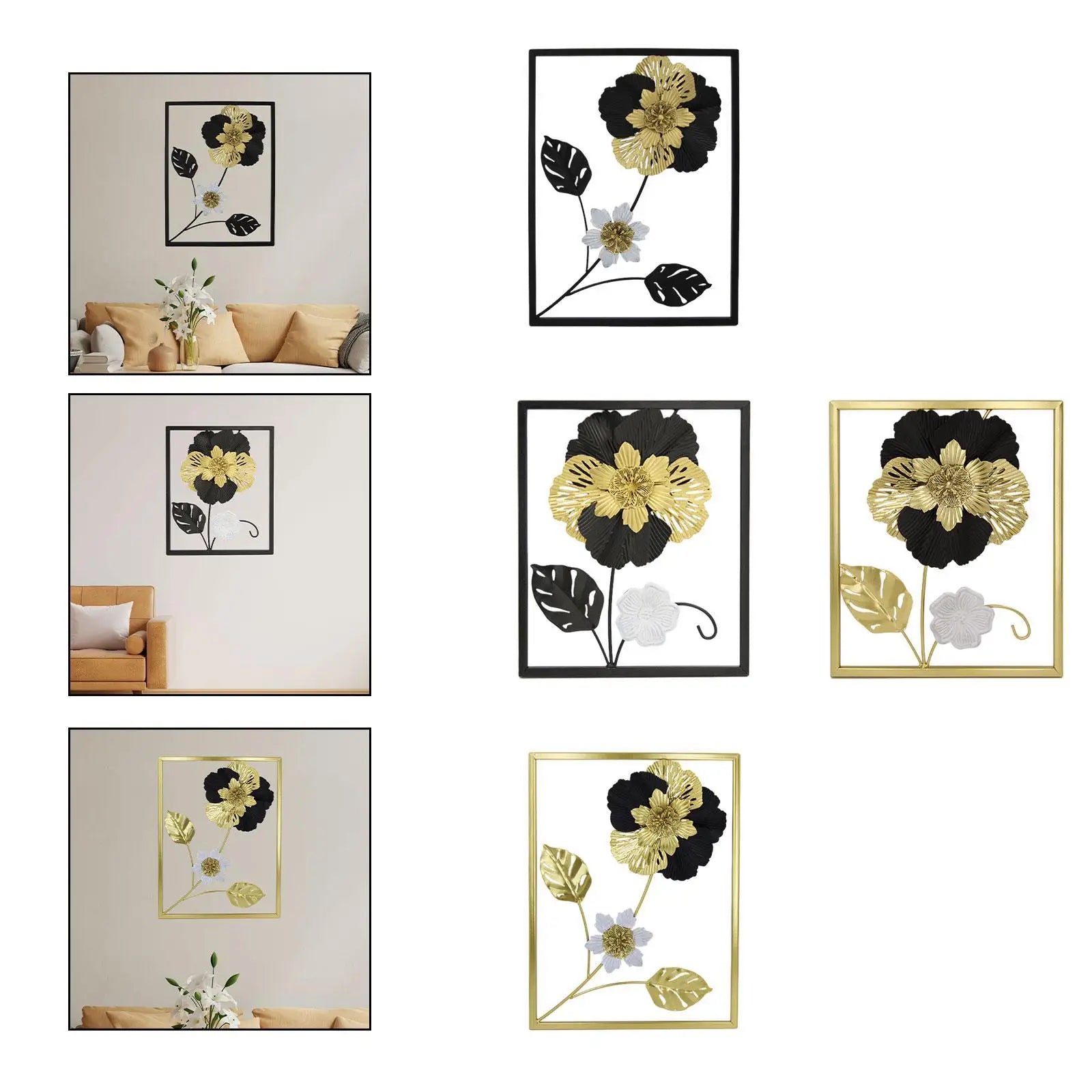 Golden Floral Wall Art Hotel Office Wedding Decoration Patio Bedroom Hallway Minimalist Line Garden Modern Wall Hanging Decor