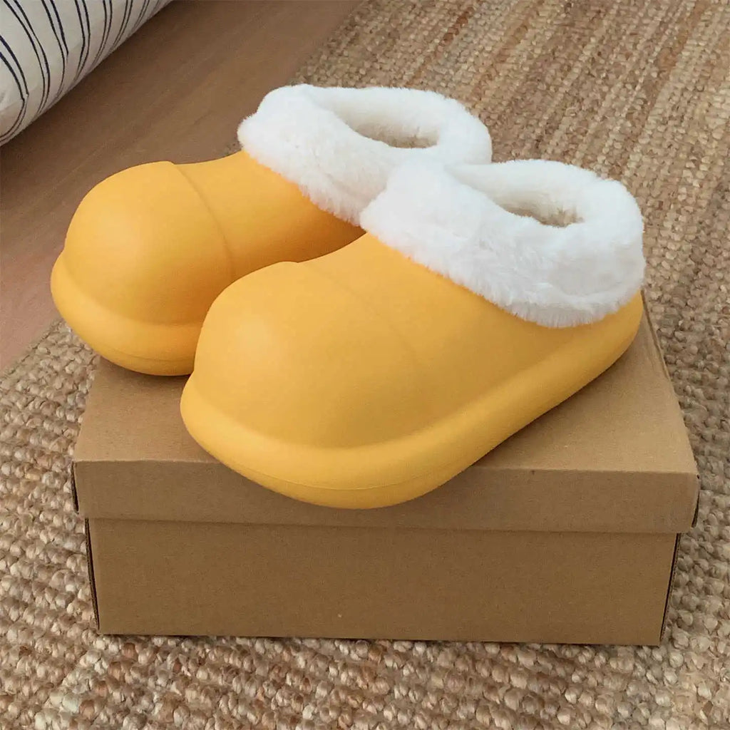 Waterproof Indoor Street Fluffy Slippers For Women Winter Warm Platform Shoes Soft EVA Thick Sole Female kitchen Working Shoes
