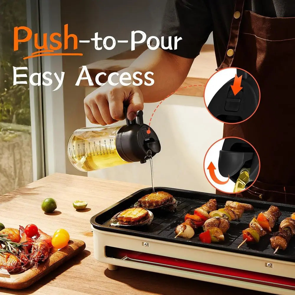 16oz/470ml Glass Olive Oil Sprayer or Cooking – 2 in 1 Olive Oil Dispenser Bottle or Kitchen Gadgets and Air ryer Accories, Sala