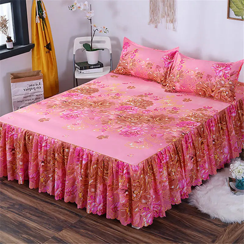 Bedding Set Home Textile Cotton Bedspread Elastic Fitted Mattress Cover Couple Quilt Single Bed Sheet with 2pcs Pillow Covers