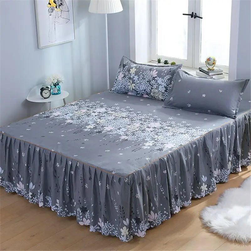 Bedding Set Home Textile Cotton Bedspread Elastic Fitted Mattress Cover Couple Quilt Single Bed Sheet with 2pcs Pillow Covers