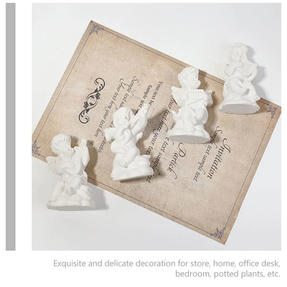 4Pcs Resin Angel Ornaments Decor for Bedroom Desk Potted Plants Office Exquisite Lightweight Decoration