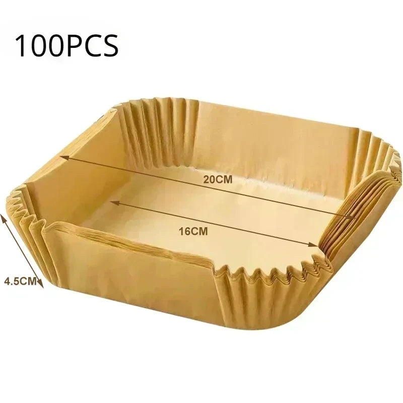 Air Fryer Paper Disposable Airfrying Baking Paper Round Square Air Fryer Liners Non-Stick Air Fryer Disposable Paper 50/100pcs
