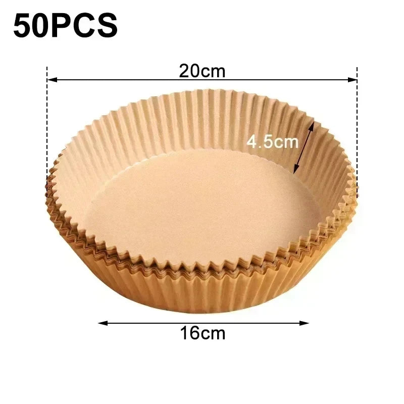 Air Fryer Paper Disposable Airfrying Baking Paper Round Square Air Fryer Liners Non-Stick Air Fryer Disposable Paper 50/100pcs