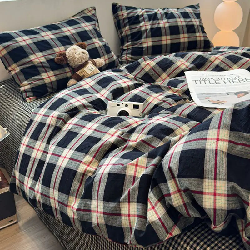 Bed Linen Duvet Cover Sheets Simple Style Four-piece Set Japanese Dormitory Bedding Single Student Cover Quilt Three-piece Set