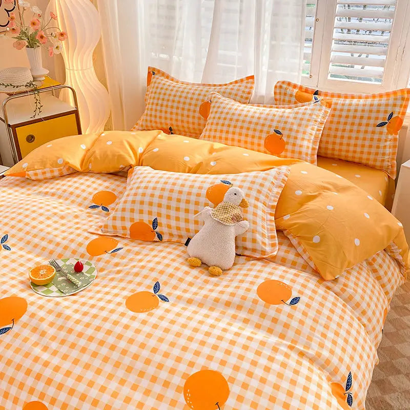 Cute Rabbit Bedding Set Flat Sheet Duvet Cover Pillowcases Single Double Queen Size Bed Linen Boys Girls Home Textile