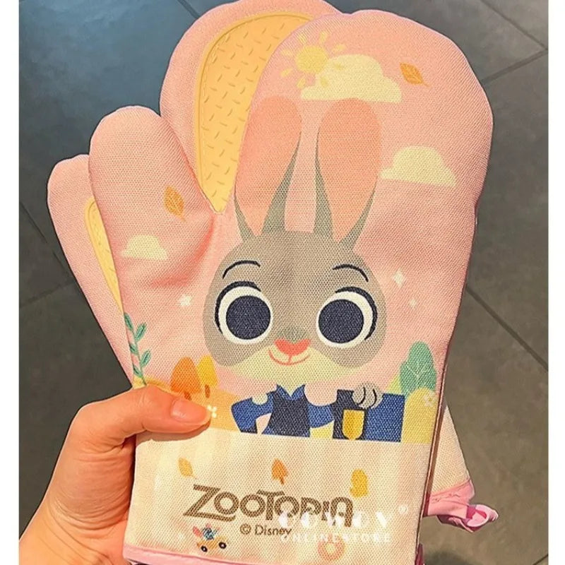 Disney Judy Nick Creative Personality Thickened Anti-scalding Gloves Cartoon Household Kitchen Insulation Microwave Gloves Gift