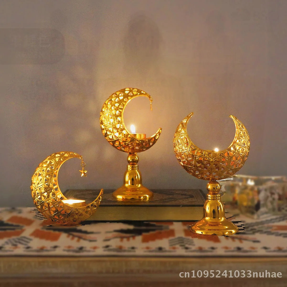 Iron Candle Holder Aromatherapy Stove Moon Shape Home Bedroom Decor Modern Minimalist Geometric Crafts Ornaments