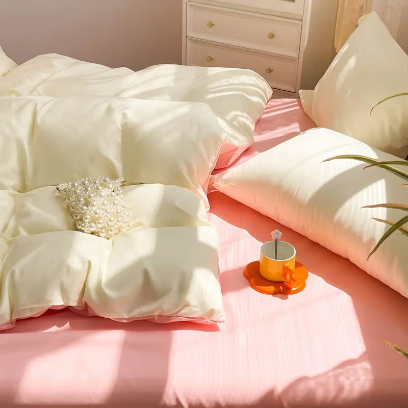 Bed Linen Duvet Cover Sheets Simple Style Four-piece Set Japanese Dormitory Bedding Single Student Cover Quilt Three-piece Set