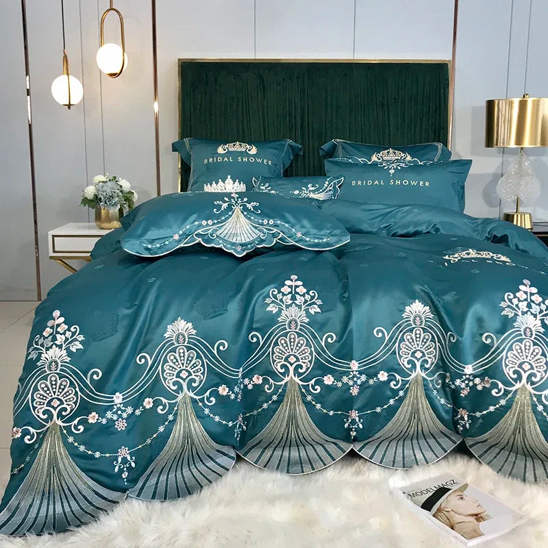 Euro Linens Bedding Set Cotton Duvet Cover Embroidery Sheet Bed Linen 2 Bedrooms Bed Cover Set Double Bed Sheet Quilt Cover