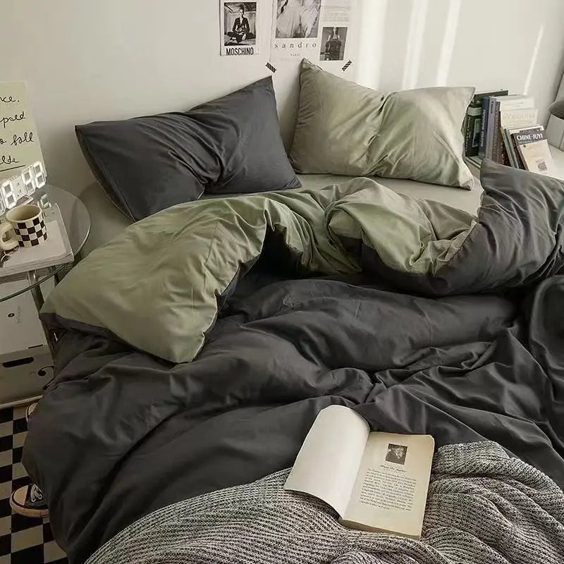 Bed Linen Duvet Cover Sheets Simple Style Four-piece Set Japanese Dormitory Bedding Single Student Cover Quilt Three-piece Set