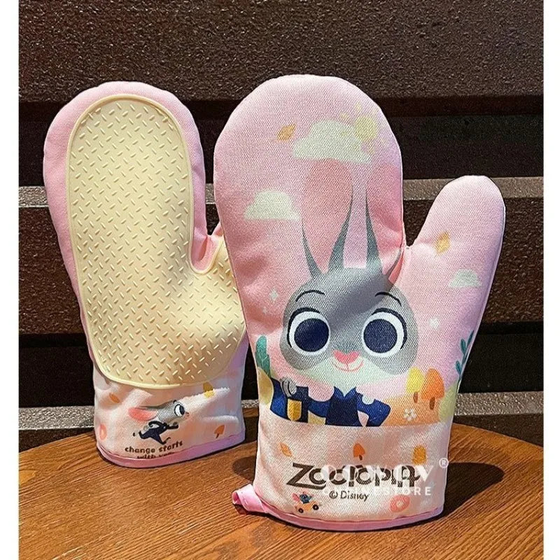 Disney Judy Nick Creative Personality Thickened Anti-scalding Gloves Cartoon Household Kitchen Insulation Microwave Gloves Gift