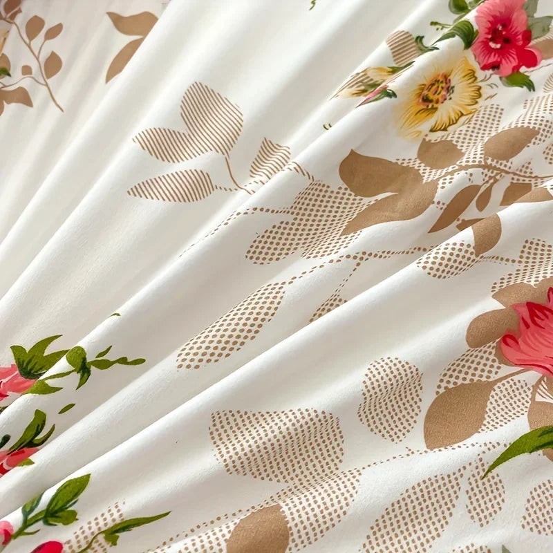 Floral Duvet Cover Set with Zipper Closure - 3 Piece Bedding Set Includes 1  Duvet Cover and 2 Pillowcases