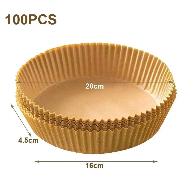 Air Fryer Paper Disposable Airfrying Baking Paper Round Square Air Fryer Liners Non-Stick Air Fryer Disposable Paper 50/100pcs