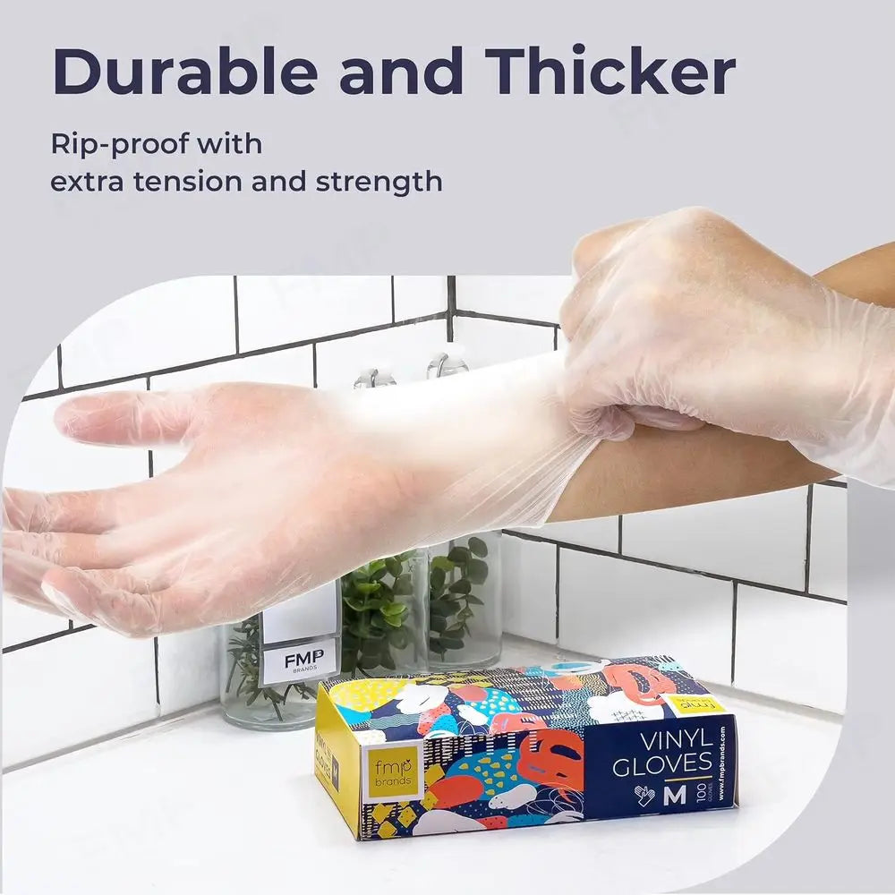 1000 Pack Disposable Medium Latex-Free Vinyl Gloves - Suitable for Kitchen, Bathroom, Household, and Gardening Use