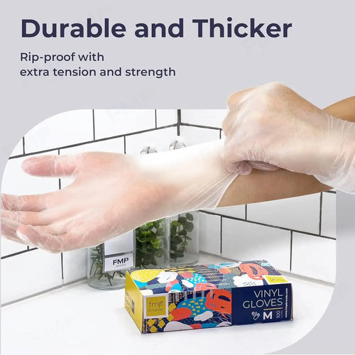 1000 Pack Disposable Medium Latex-Free Vinyl Gloves - Suitable for Kitchen, Bathroom, Household, and Gardening Use