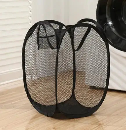 Laundry Basket Foldable Mesh Storage Bag For Dirty Clothes Organizer In Bathroom Washing Room Home Use
