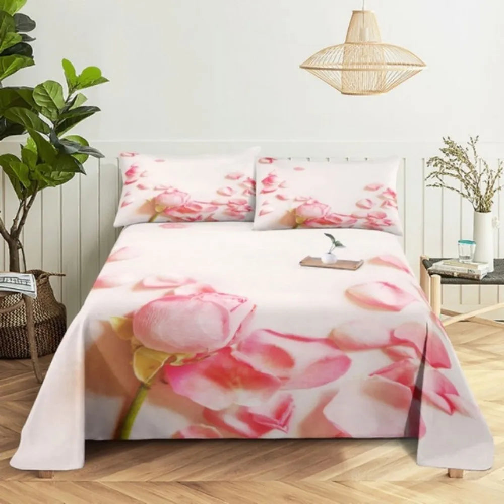 Bedroom Sheet Set Gorgeous Flowers Digital Printing Bedding Sheet Pillow Case Bedding Fashion Exquisite Printing Sheet