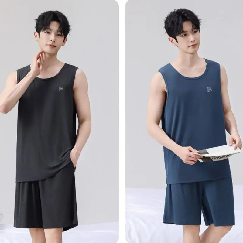 Men's Suit Men Clothing Homewear Sweatshirt Sportswear Pajama Set Tops Summer Ice Silk New Casual Pants Y2K Sports Set Wholesale