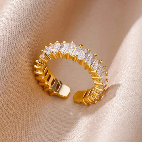 316L Stainless Steel Rings for Women Gold Color Never Fade Luxury Classic rings wedding couple rings Jewelry Free Shipping